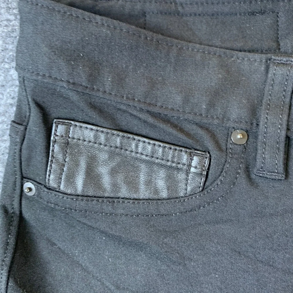 Calvin Klein Jeans Skinny Pants Mens 33 Black Faux Leather Pocket Detail